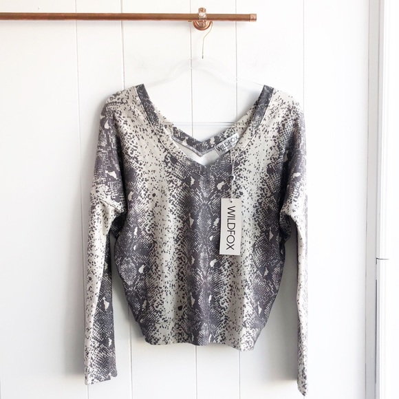 Wildfox Tops - NWT Wildfox Python Snake V Neck Sweatshirt